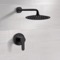 Matte Black Shower Faucet Set with Rain Shower Head